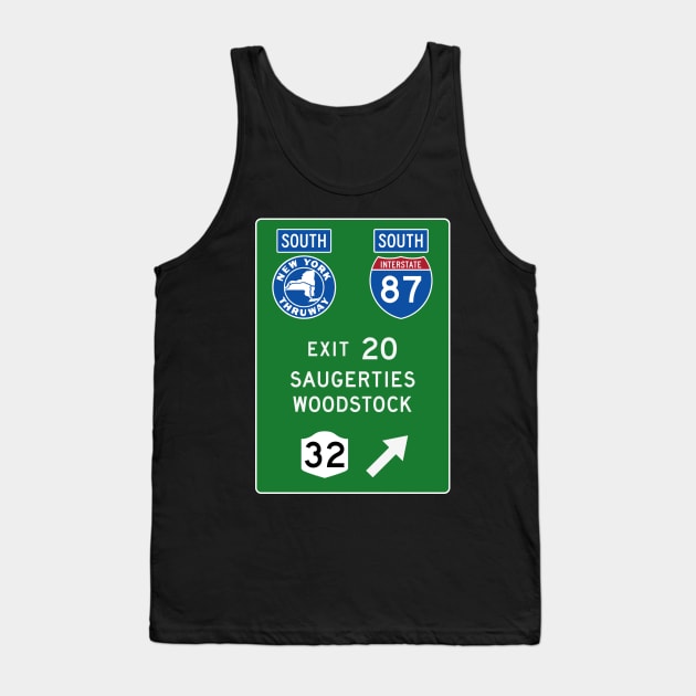 New York Thruway Southbound Exit 20: Saugerties Woodstock Catskills Tank Top by MotiviTees